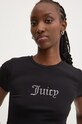Juicy Couture tricou DOT RUCHED TEE negru JCWCT24311.101
