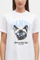 GANNI t-shirt bawełniany Basic Jersey Cat biały T4005