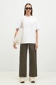 Bavlnené tričko GANNI Heavy Cotton Drop Shoulder Heart T4033 biela