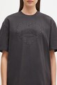 GANNI tricou din bumbac Heavy Cotton Drop Shoulder Heart negru T4057
