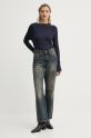 Хлопковый лонгслив G-Star Raw D26411.5268 тёмно-синий AW24