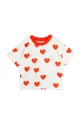 beżowy Mini Rodini t-shirt bawełniany dziecięcy Hearts Dziewczęcy