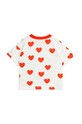 Mini Rodini tricou de bumbac pentru copii Hearts 2462010942 bej AW24