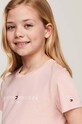 Dziewczynka Tommy Hilfiger t-shirt bawełniany dziecięcy KG0KG05242.9BYH.128.176 różowy