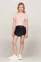 Tommy Hilfiger t-shirt bawełniany dziecięcy różowy KG0KG05242.9BYH.128.176