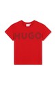 HUGO t-shirt bawełniany dziecięcy nadruk czerwony G00204.156.162