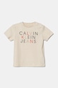 Calvin Klein Jeans t-shirt niemowlęcy z elastanem beżowy IN0IN00222.9BYH