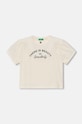 United Colors of Benetton t-shirt dziecięcy aplikacja beżowy 3I1XC10K4.G.Seasonal