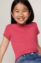 Dětské bavlněné tričko Tommy Hilfiger kulatý růžová KG0KG08138.9BYH.104.122