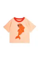 pomarańczowy Mini Rodini t-shirt bawełniany dziecięcy Dolphin Dziecięcy