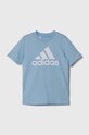 Дитяча бавовняна футболка adidas U BL TEE IX9570 блакитний AW24