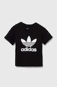 adidas Originals tricou de bumbac pentru copii TREFOIL TEE IY2385 negru AW24