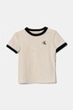 Calvin Klein Jeans t-shirt niemowlęcy z elastanem beżowy IN0IN00282.9BYH