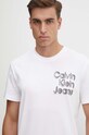 Памучна тениска Calvin Klein Jeans бял J30J325680