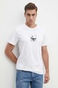 Bavlněné tričko Calvin Klein Jeans potisk bílá J30J325687