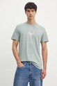 Памучна тениска Calvin Klein Jeans стандартна зелен J30J325687