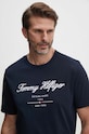 Tommy Hilfiger tricou din bumbac MW0MW33691 bleumarin SS25