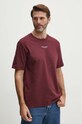 Bavlněné tričko Marc O'Polo 426201251382 burgundské AW24
