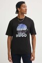 HUGO Blue t-shirt bawełniany czarny 50519047