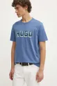 Бавовняна футболка HUGO блакитний