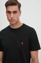 Βαμβακερό μπλουζάκι Polo Ralph Lauren μαύρο 710707095