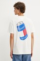 Bavlněné tričko Tommy Jeans kulatý béžová DM0DM18548