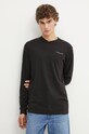 Tommy Jeans longsleeve din bumbac print negru DM0DM18551