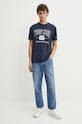 Tommy Jeans tricou din bumbac DM0DM19198 bleumarin AW24