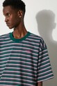 adidas Originals cotton t-shirt 80s Loose Striped Tee JC6521 green