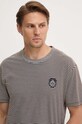 Bavlněné tričko The Kooples hnědá HTSC29003K