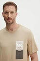 Michael Kors t-shirt bawełniany beżowy CT4525NFV4