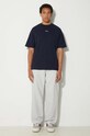 Бавовняна футболка Drôle de Monsieur Le T-Shirt Slogan Classique PERM.TS202.CO002.NY темно-синій AW24
