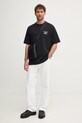 Drôle de Monsieur tricou din bumbac Le T-Shirt Slogan PERM.TS203.CO002.BL negru AW24