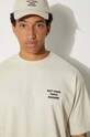 Памучна тениска Drôle de Monsieur Le T-Shirt Slogan PERM.TS203.CO002.MT бежов