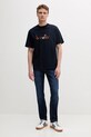 Βαμβακερό μπλουζάκι United Colors of Benetton 3MI6U109O σκούρο μπλε SS25