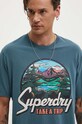 Bavlněné tričko Superdry potisk tyrkysová M1012187A.1XJ