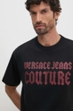 Памучна тениска Versace Jeans Couture черен 77GAHL00.CJ01L