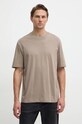 Armani Exchange tricou din bumbac uni maro 6DZTJR.ZJ9AZ