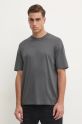 Armani Exchange tricou din bumbac uni gri 6DZTJR.ZJ9AZ