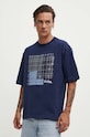 Bavlnené tričko Desigual ARNOLDO tmavomodrá 24WMTK10