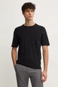 Sisley t-shirt bawełniany czarny 3I1XS1042