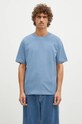New Balance tricou din bumbac Athletics Cotton uni albastru MT41533HEB