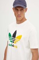 Bavlněné tričko adidas Originals potisk béžová IX6716