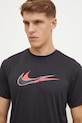 Sportovní triko Nike Stacked Swoosh NESSE512 černá AW24