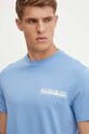 Βαμβακερό μπλουζάκι Napapijri S-Mele μπλε NP0A4IN4I821