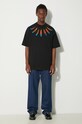 Marcelo Burlon t-shirt bawełniany Collar Feathers Over Tee CMAA054F24JER0041084 czarny AW24