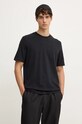 Sisley tricou din bumbac uni negru 3B7SS1043