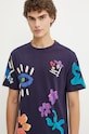 Desigual tricou din bumbac DAKOTAN bleumarin 24WMTK33