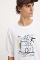Desigual tricou din bumbac KAI alb 24WMTK28