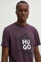 Бавовняна футболка HUGO фіолетовий 50521259